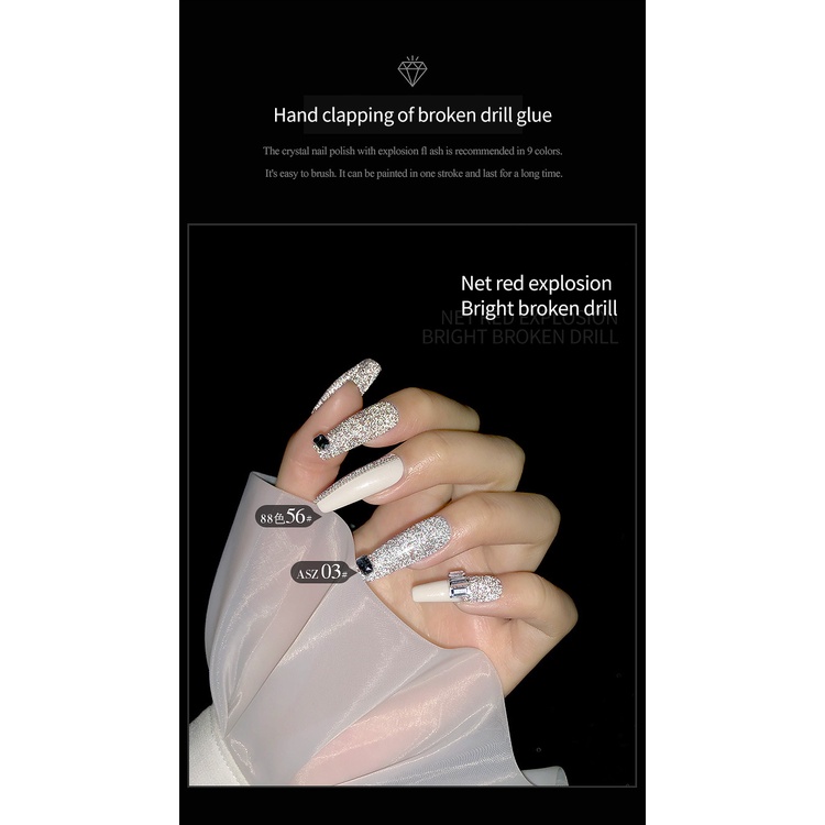 Sơn móng tay gel AS 9 Màu Keo Khoan Nổ Gel Kim Cương Disco Bột Kim Cương Pha Lê Làm Móng Keo Sơn Móng Tay Keo Quang Trị Liệu Móng Tay Lấp Lánh Mịn Tuyệt Vời Thanh Toán Khi Nhận Hàng