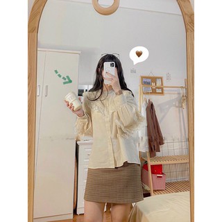 [🚛FREESHIP]Áo sơ mi tiểu thư phối ren tay[Ảnh thật kèm video]