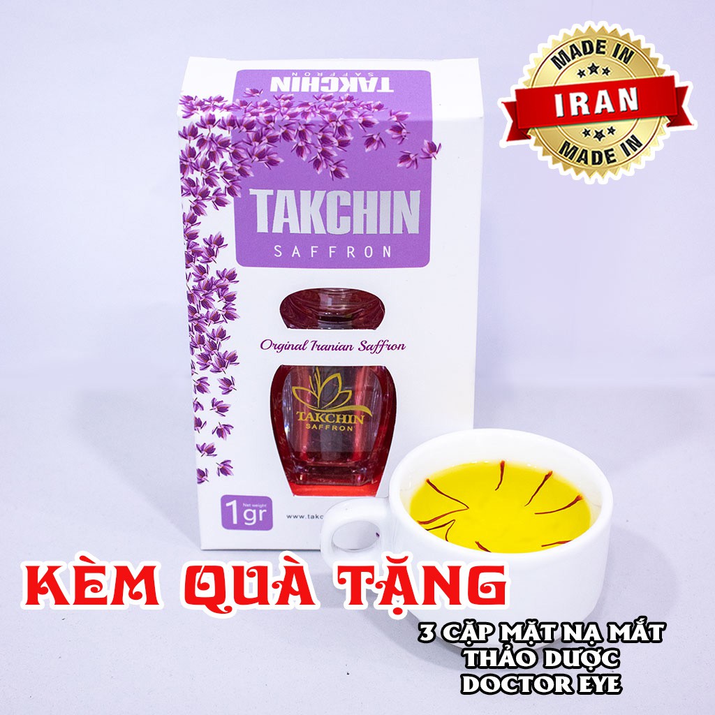 [Saffaron Chính Hãng] 1 Gram Nhụy Hoa Nghệ Tây - Takchin tặng 3 cặp đắp mắt Doctor Eye