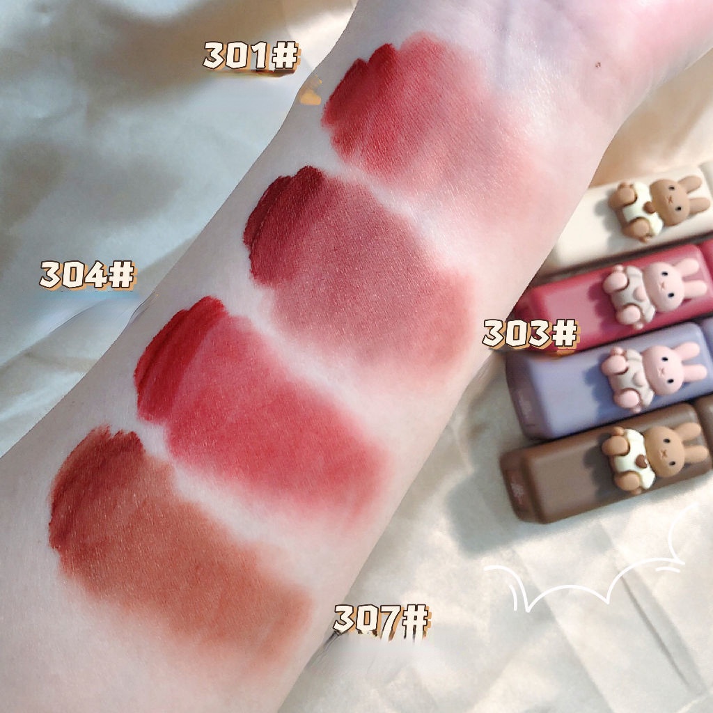 Set 4 Son Môi HengFang Chống Dính Cốc Không Phai Thiết Kế Vỏ Son Hình Thỏ Dễ Thương