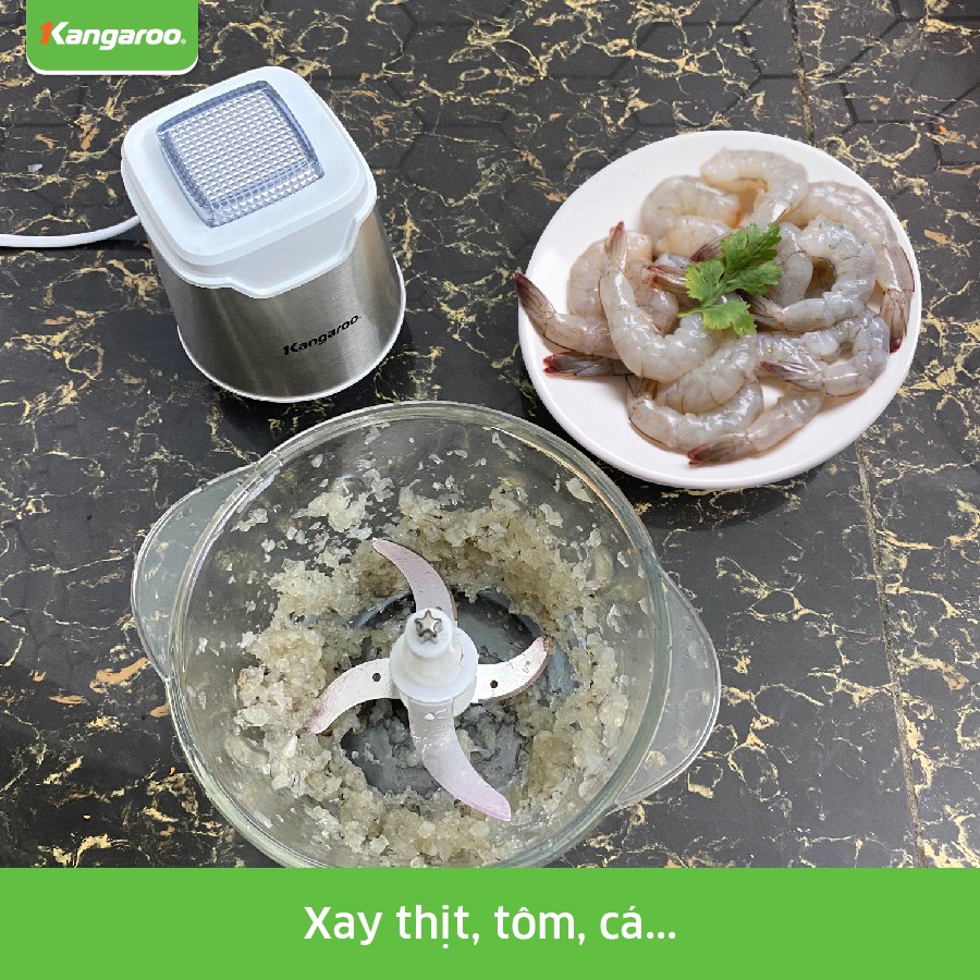 Máy xay thịt Kangaroo KG12T - dung tích 1.2L - 4 lưỡi xay inox - cối thuỷ tinh - Kangaroo Official Online Store