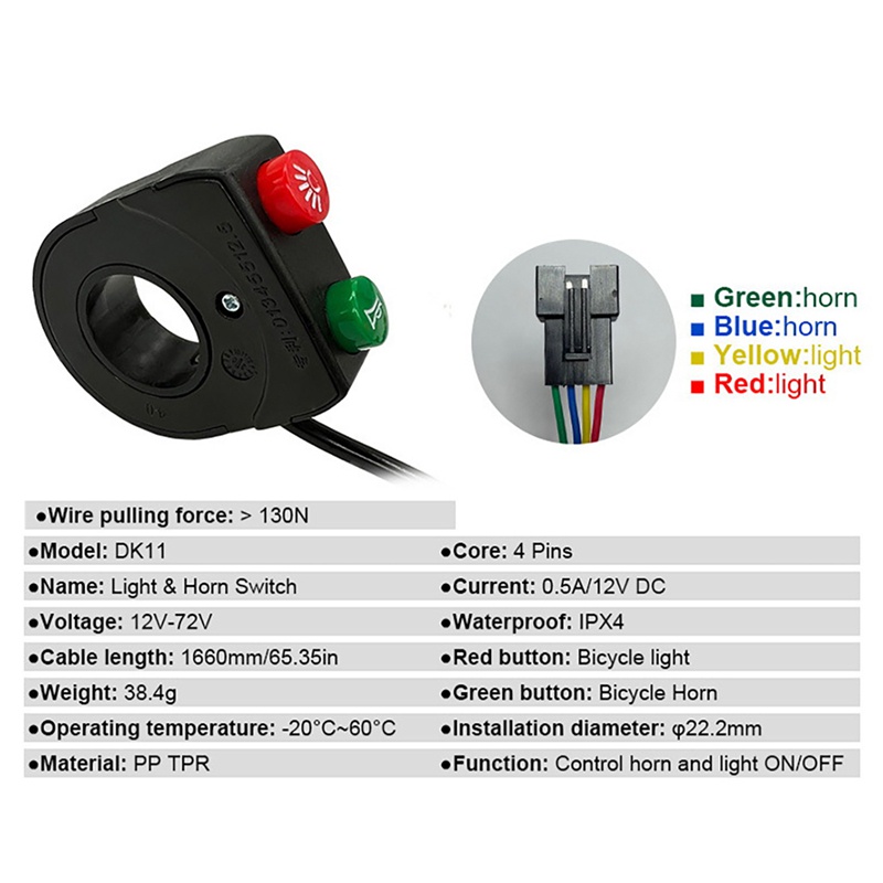 Bộ Đèn Pha Xe Đạp Điện 12-72V Ebike Chất Lượng Cao