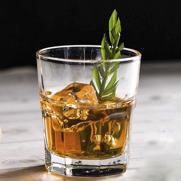 Bộ 6 ly thủy tinh sọc khía lùn Centra Rocks 305ml (Hàng Thái), dùng uống nước, cafe, sinh tố