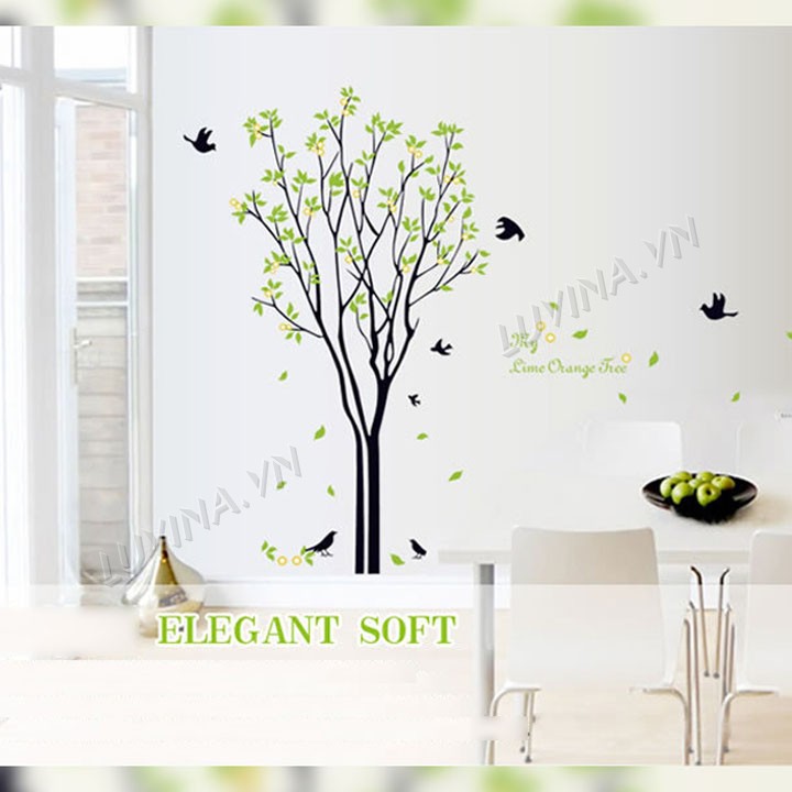 -Decal trang trí phòng khách, quán cafe-Cây xanh-[GIAO TRONG NGÀY]