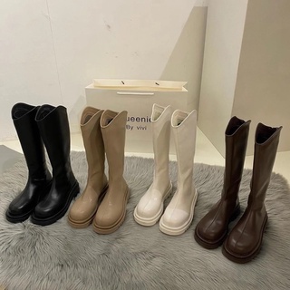 Boot da cao ngang đầu gối đế 4cm