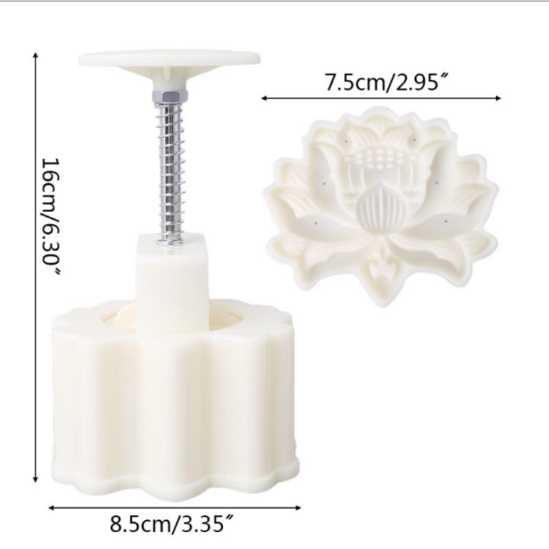 Khuôn trung thu lò xo 150gr - 200gr 3D hoa sen M2 (Mẫu mới)