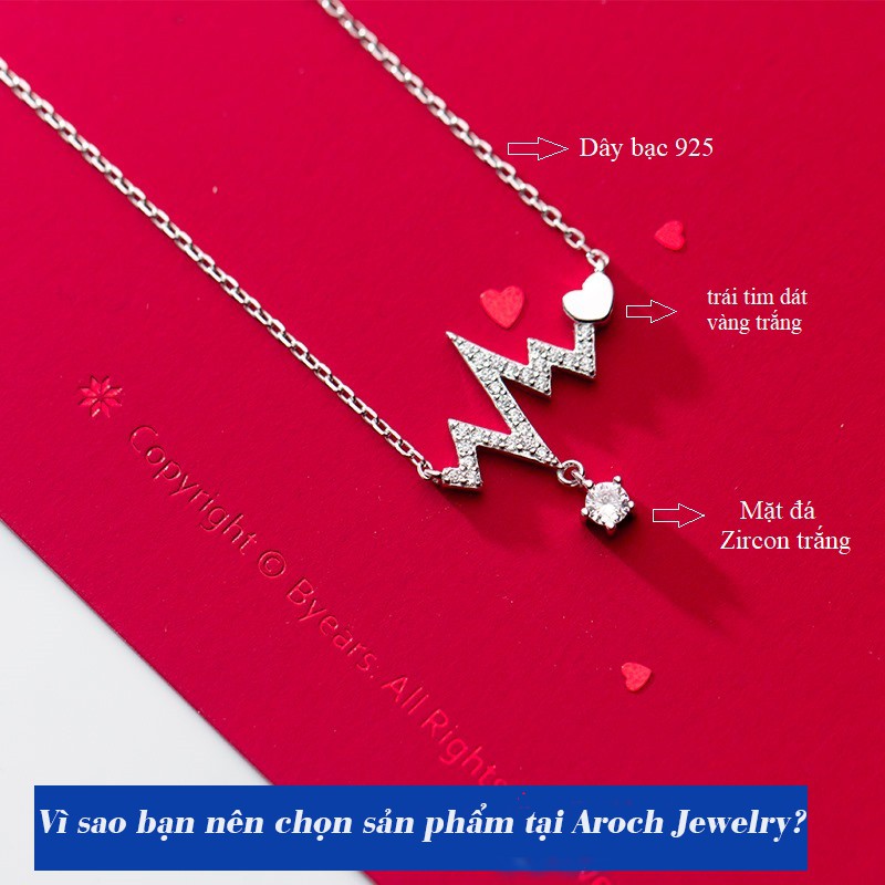 Dây chuyền bạc Ý s925 nhịp trái tim D5390 - AROCH Jewelry