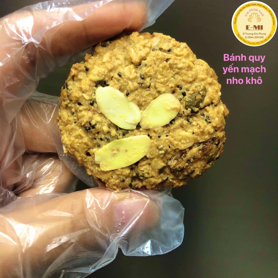 Bánh quy yến mạch nho khô hạt chia không ngọt giảm cân Emi