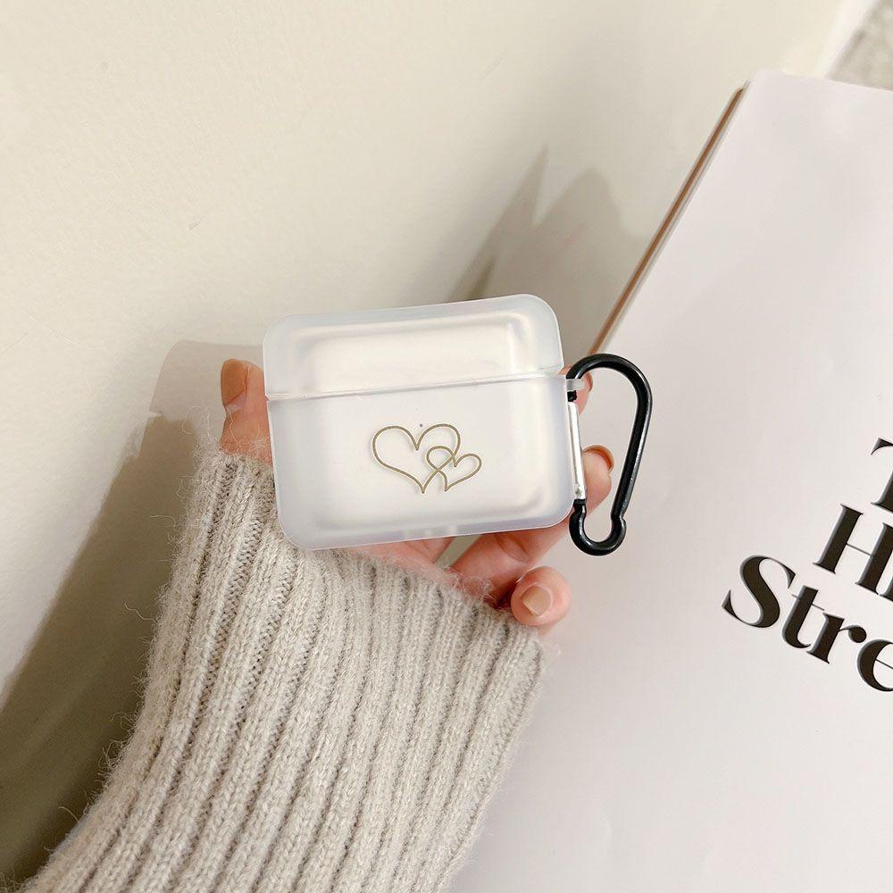 MYRONGVN Vỏ Bảo Vệ Hộp Sạc Tai Nghe Airpods Bằng Silicon Mềm Trong Suốt Họa Tiết Trái Tim Dễ
