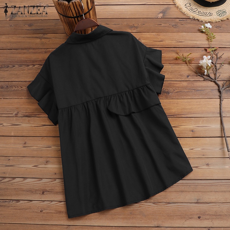 Áo sơ mi ZANZEA cổ bẻ cài nút in họa tiết độc đáo thời trang cho nữ