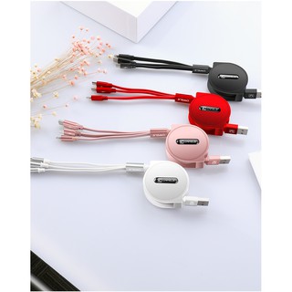 Cáp sạc nhanh đa năng cuộn rút CAFELE 3 in 1 (/Micro USB/Type C)