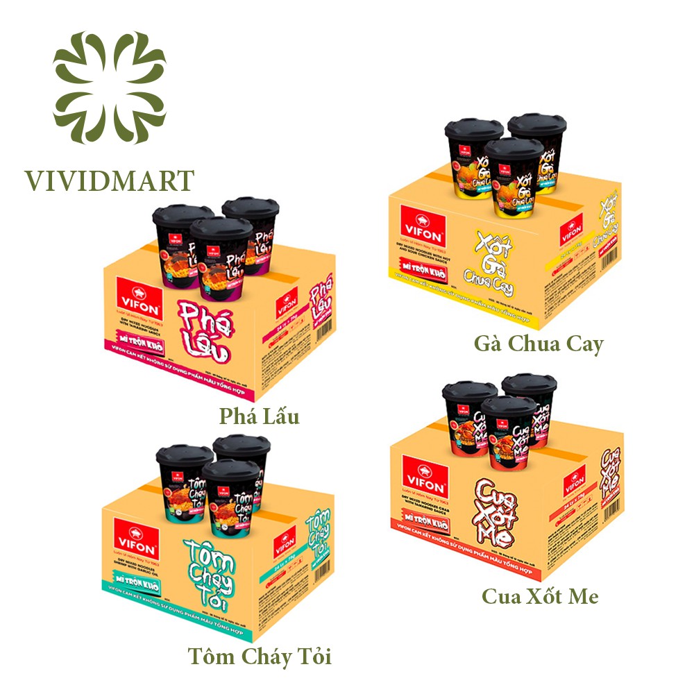 MÌ LY TRỘN VIFON VỊ PHÁ LẤU / GÀ CHUA CAY / TÔM CHÁY TỎI / CUA XỐT SỐT ME - 75g/LY - VIFON