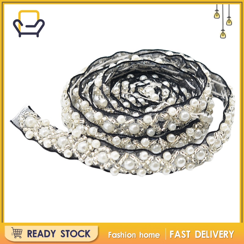 Cuộn Dây Ruy Băng Hạt Ngọc Trai Dài 1cm Màu Đen 2ness Dùng Làm Đồ Thủ Công