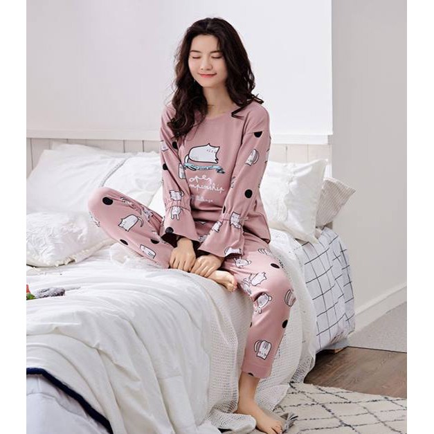 Set đồ nữ Đồ bộ mặc nhà vải COTTON 100% thông thoáng & thấm hút mồ hôi tốt, style Hàn Quốc (705)