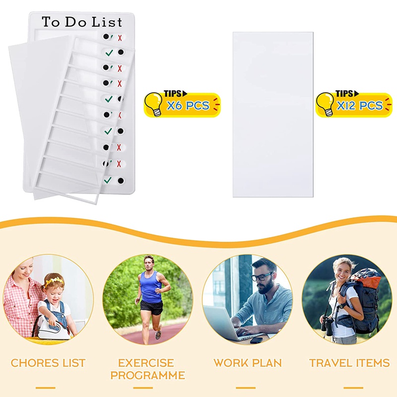 Set 6 Bảng Nhựa Có Thể Tháo Rời Kèm 12 Thẻ Ghi Chú Cho Bé