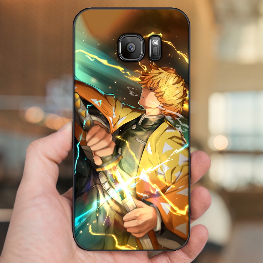 Ốp lưng Samsung S6, S6 Edge, S6 Edge Plus, S7, S7 Edge viền đen in hình Zenitsu Kimetsu no Yaiba