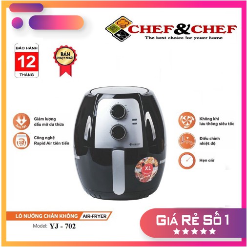 [Mã SKAMSALE03 giảm 10% đơn 200k] Nồi chiên không dầu Chef &amp; chef  HÀNG LOẠI 1  6.5l (YJ 702) - hữu ích cho mọi nhà