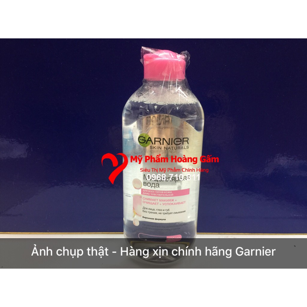 Nước Tẩy Trang Garnier Micellar Cleansing Water 400ml- (màu hồng) Nga Chính Hãng