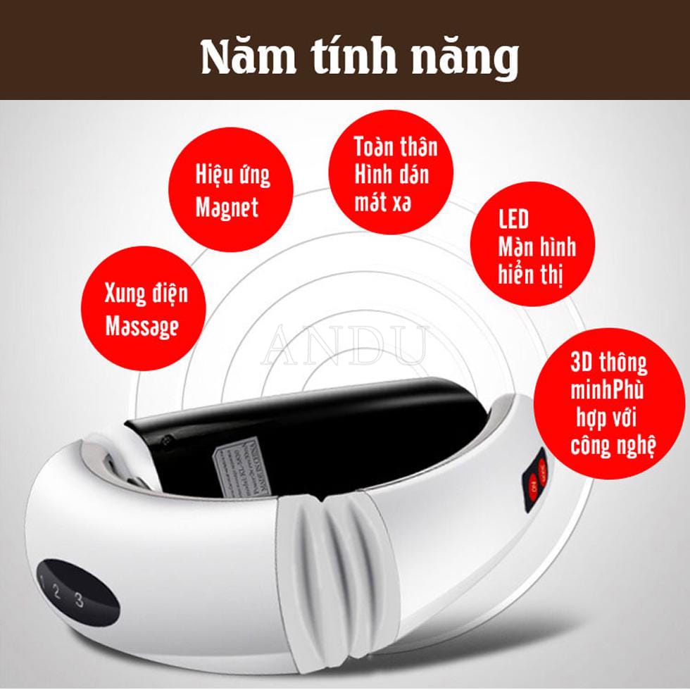 Máy massage Cổ 3D Thế Hệ Mới, Máy massage vật lí trị liệu cao cấp Đẩy lùi đau nhức vai gáy, đau lưng, mỏi cổ