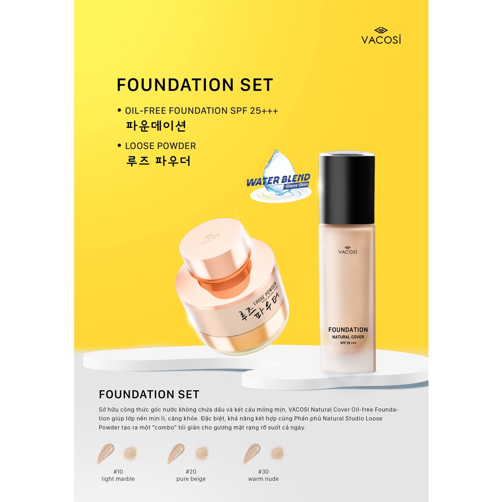 KEM NỀN VACOSI NATURAL COVER OIL-FREE FOUNDATION SPF25+++ (TẶNG PHẤN PHỦ BỘT 12G) | BigBuy360 - bigbuy360.vn