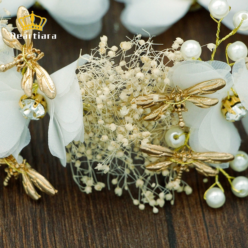 Set băng đô và bông tai trang trí hoa cho cô dâu