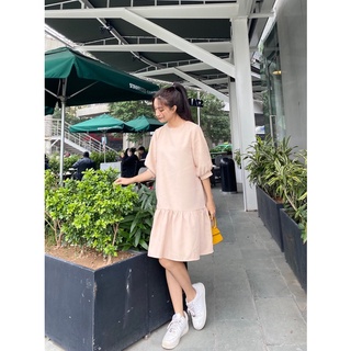 váy nhung cổ tròn đuôi cá
