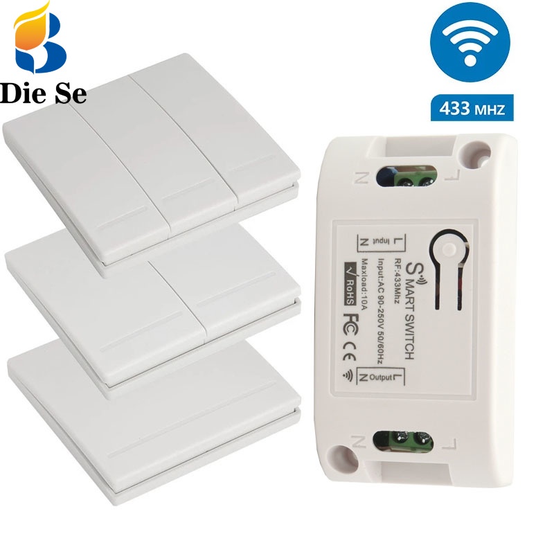 Công Tắc Rơ Le Điều Khiển Từ Xa Không Dây 433Mhz Rf 86 AC 220V 10Amp 1CH Cho Đèn LED/Fan