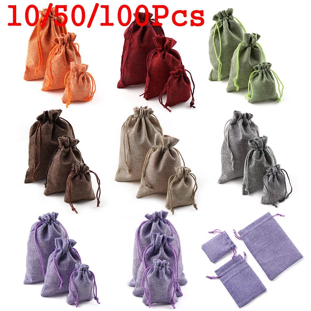 Túi Đựng Kẹo Bằng Vải Bố Phong Cách Hessian Giáng Sinh Mới