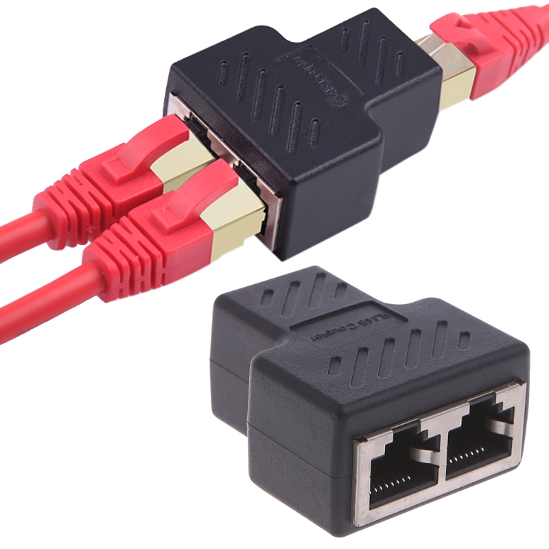 1 To 2 Ways LAN Ethernet Network Cable RJ45 Female Splitter Connector Adapter