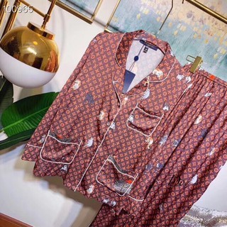Bộ Pijama lụa LV nâu Quảng Châu