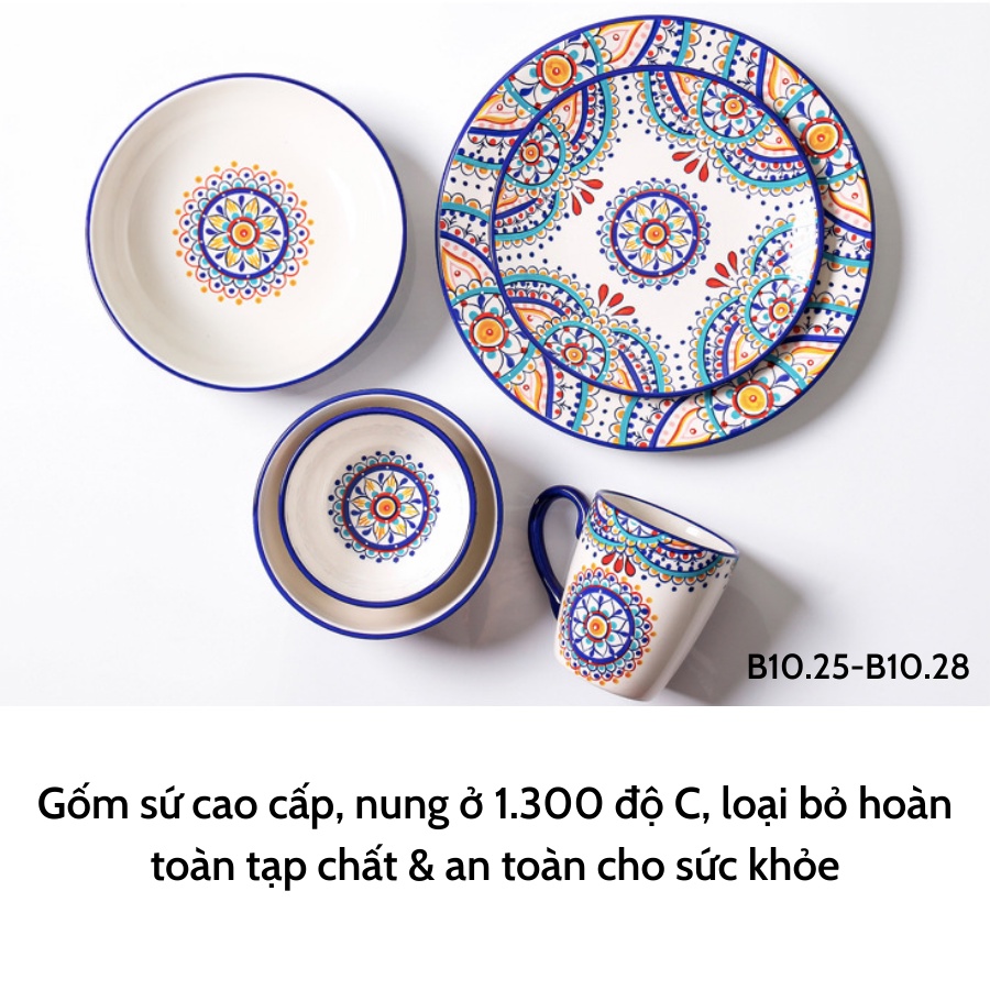 Bát đĩa sứ đẹp - phong cách Địa Trung Hải - bán lẻ từng món