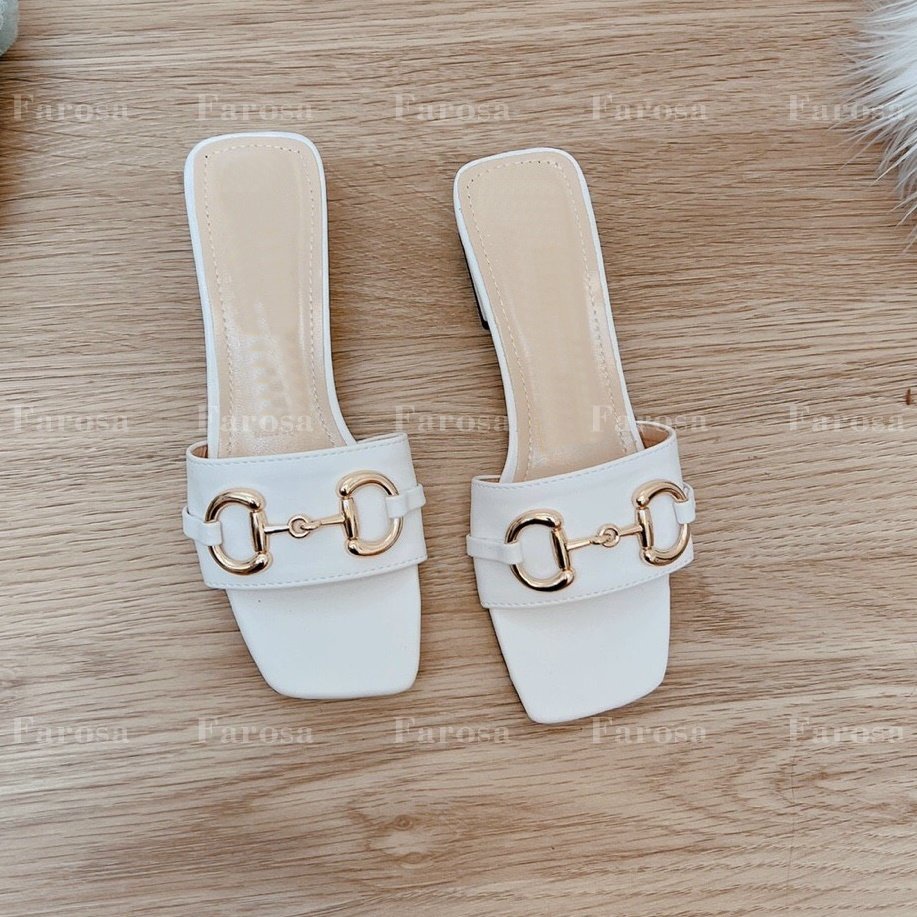 Dép nữ quai ngang phối dây xích ngang gót vuông 5cm trẻ trung siêu hót
