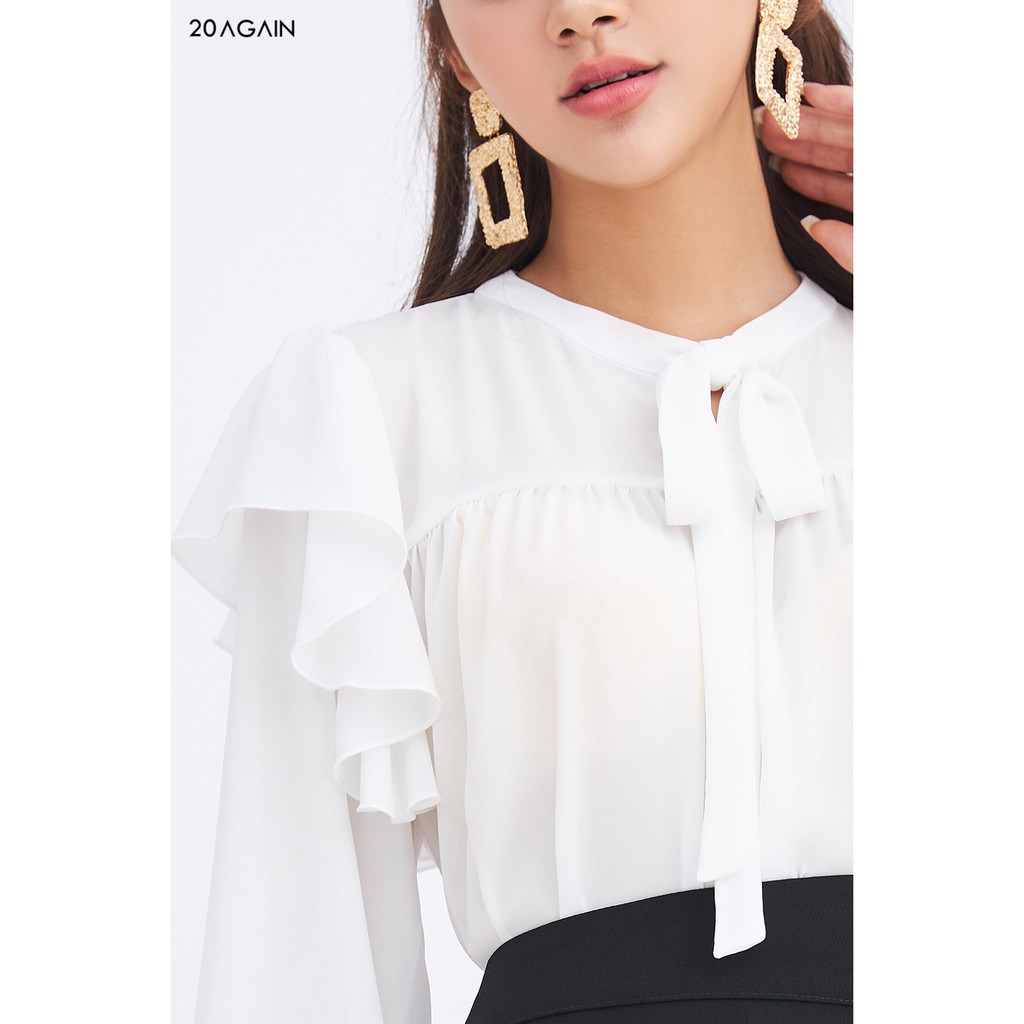 Áo sơ mi bèo vai cổ nơ ASA0901 20Again | BigBuy360 - bigbuy360.vn