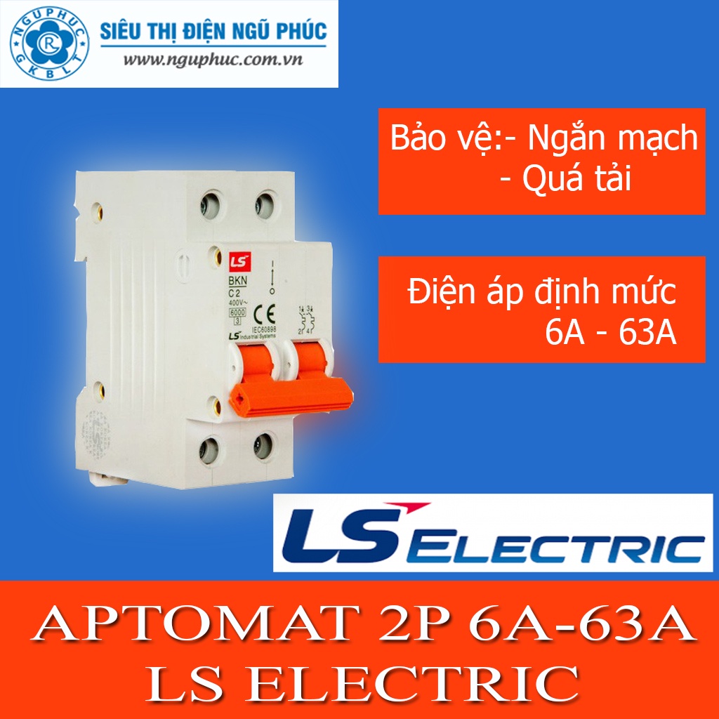 Aptomat MCB BKN 2P 6A ~ 63A LS