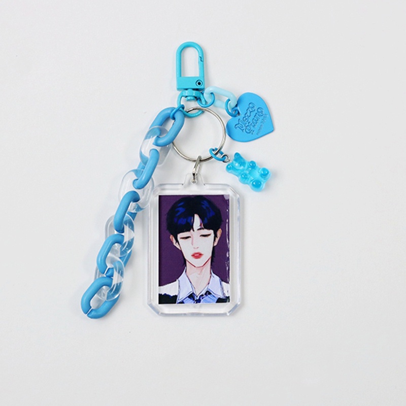 Móc Khóa Đựng Thẻ Ảnh Bằng Acrylic Hình Gấu K-POP DIY