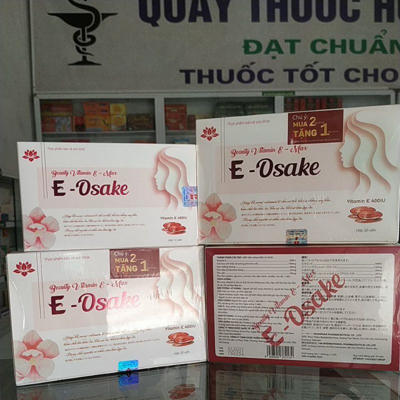 Combo3hộp Beauty Vitamin E - Osake Hoa anh thảo - điều hoà nội tiết dưỡng da chông lão hoá