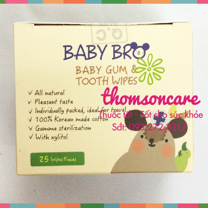 Gạc rơ lưỡi Baby Bro - Nhập khẩu Hàn Quốc - Baby Pro vệ sinh răng miệng cho bé