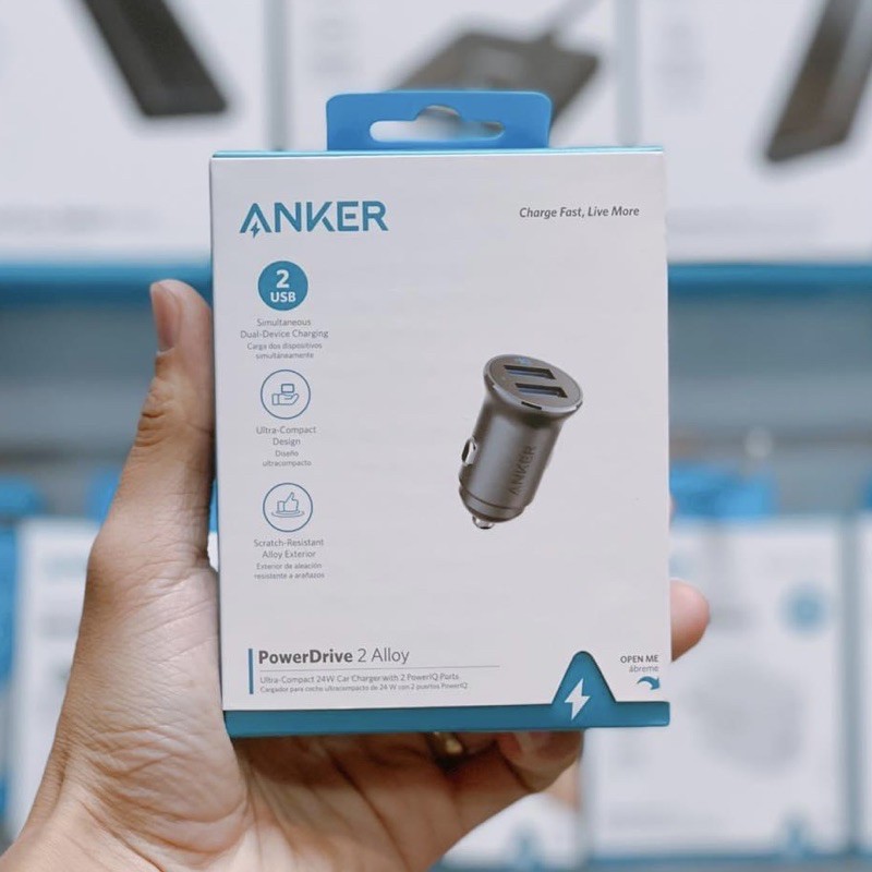 Tẩu sạc nhanh ô tô ANKER A2727 24W PowerDrive Alloy 2 cổng USB