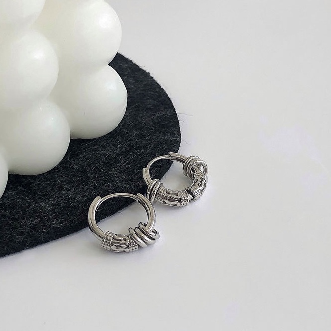 Khuyên tai tròn bạc ý 925 cổ điển bông tai tròn nam nữ