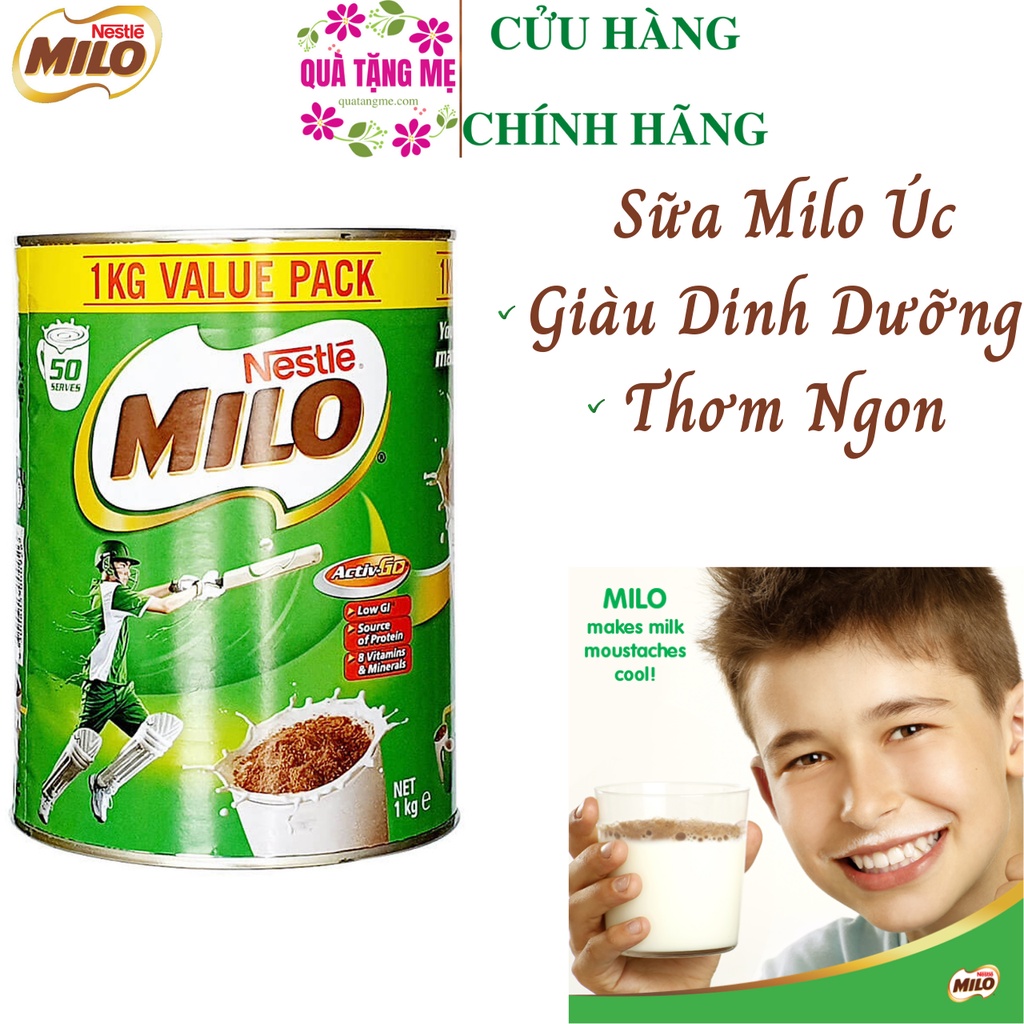 Sữa Milo Úc Nestle Milo 1kg cho trẻ từ 2 tuổi trở lên [Date 8.2022]