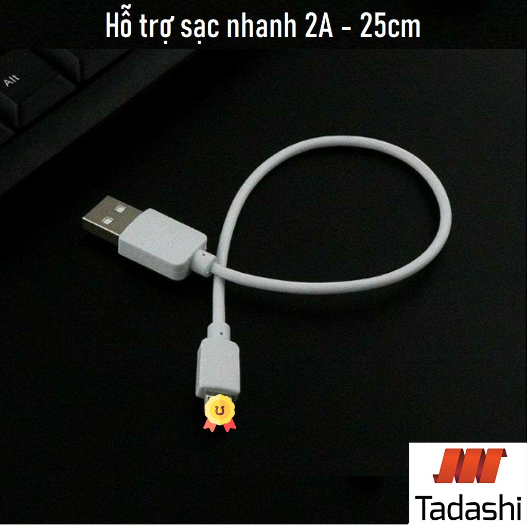 Cáp Sạc Ngắn 25cm hỗ trợ sạc nhanh IP( )/micro usb/Type C-thích hợp dùng cho pin dự phòng