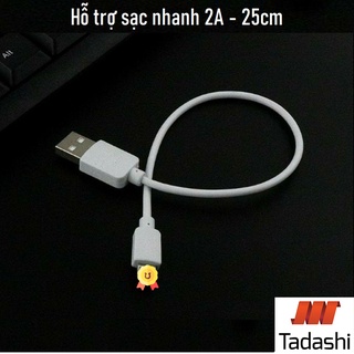 Cáp Sạc Ngắn 25cm hỗ trợ sạc nhanh IP( )/micro usb/Type C-thích hợp dùng cho pin dự phòng