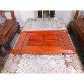 [ Tặng Khay INOX ] Khay Trà Nan Gỗ Hương Cao Cấp