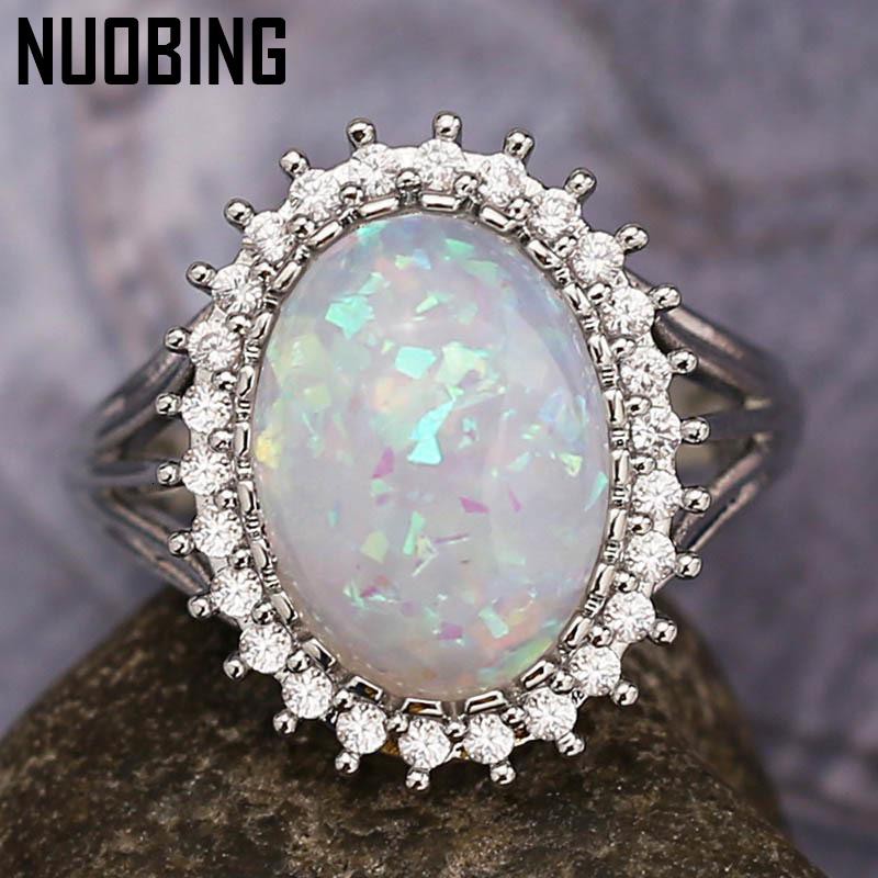 Nhẫn Bạc 925 Đính Đá Opal Cổ Điển Kích Thước 6 10 Cho Nữ