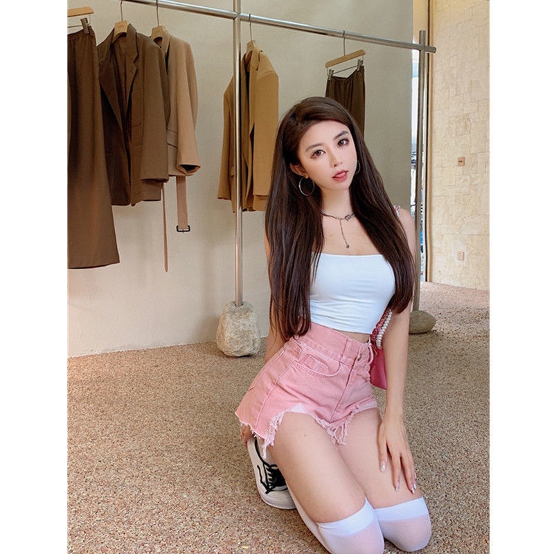 Denim Shorts Women Plus SizeHole Irregular Whiskers Jeans Thin High Waist Slim Hot Pants