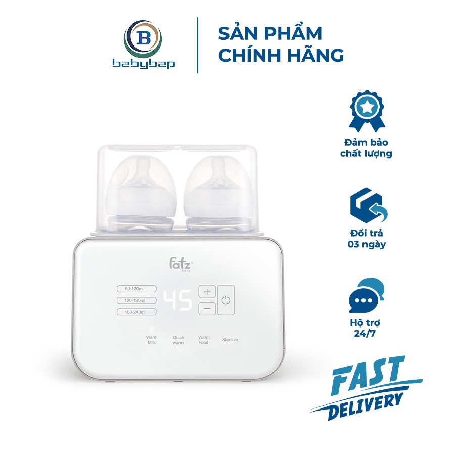 Máy Hâm Sữa Tiệt Trùng Điện Tử 2 Bình Duo 5 Fatzbaby FB3203TN Có Chức Năng Hâm Sữa Nhanh Tự Ngắt
