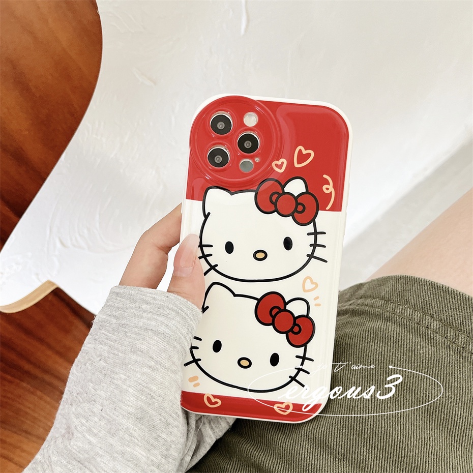 Ốp Điện Thoại Mềm Họa Tiết Mèo Kitty Dễ Thương Cho iPhone 14 13 12 11 Pro Max SE2020 X XR Xs Max 7 8 Plus
