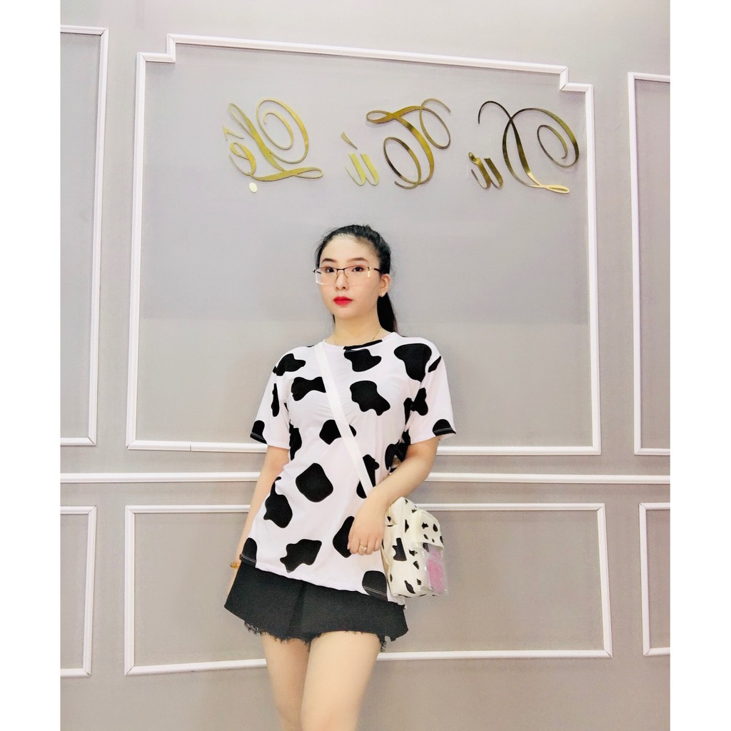 áo xinh tươi họa tiết màu bò sữa dáng 3/4
