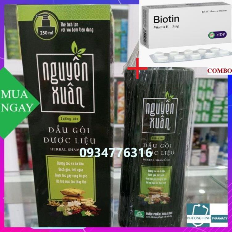 Combo Biotin 5mg+ dầu gội dưỡng tóc nguyên xuân chai có vòi