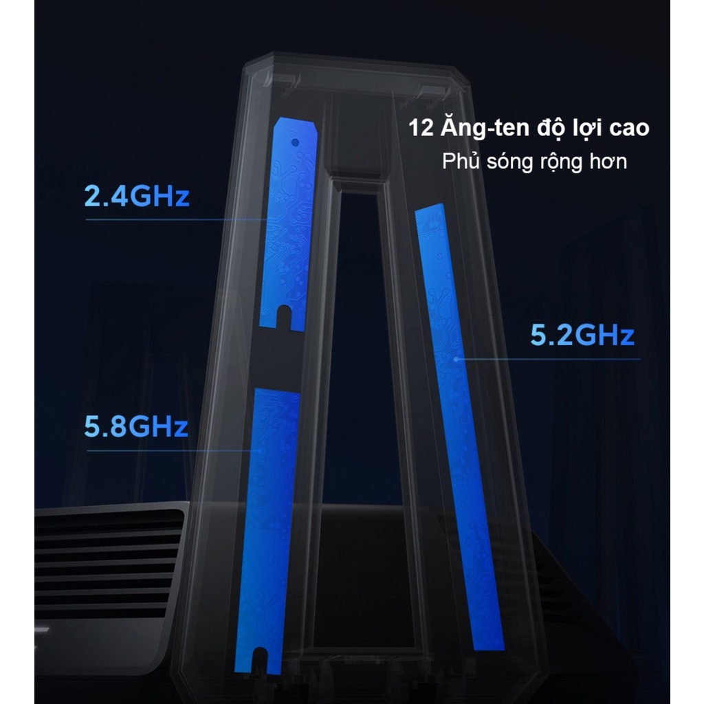 Xiaomi AIoT AX9000 Phát Wifi 6 3 Băng Tần Phiên Bảng Gaming Quad-Core CPU 1GB RAM 4K QAM